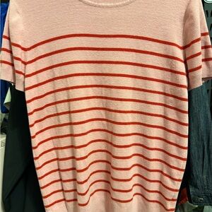 Pink and Red Striped Women's Sweater